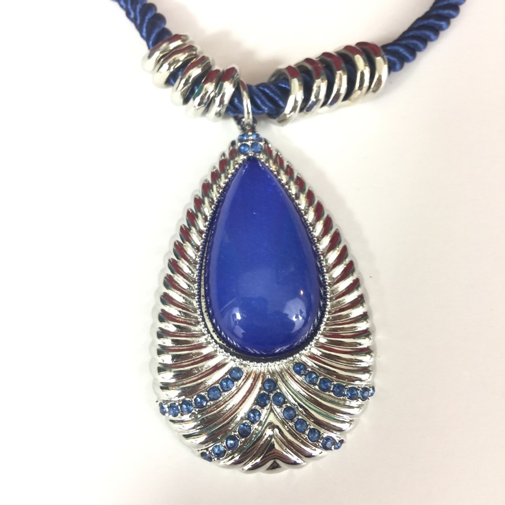 New York & Company Blue Teardrop Pendant Necklace